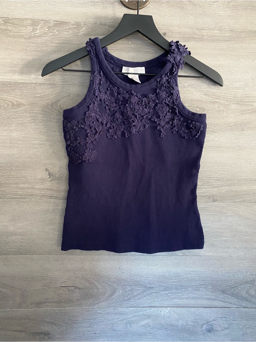 Caroline Constas Navy Lace Appliqué Tank